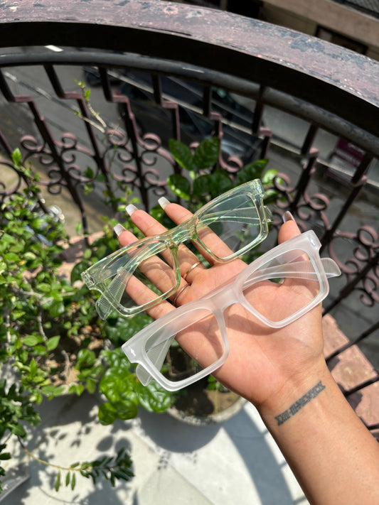 green and white glasses combo